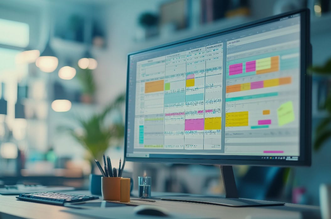 Projektmanagement-Software auf einem Computermonitor